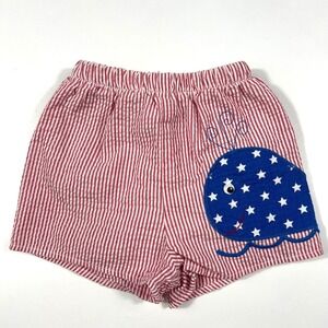 VTG‎ Bailey Boys Red White Seersucker Whale Swim Shorts 6M 4th of July Beach